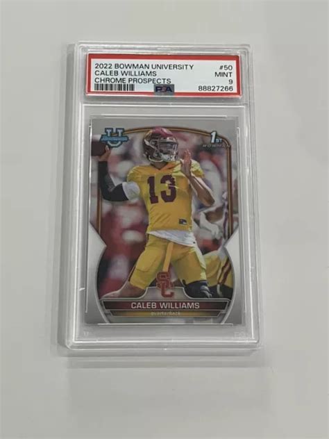 2022 BOWMAN 1ST Caleb Williams University Chrome Rc Card 50 Psa 9 EUR