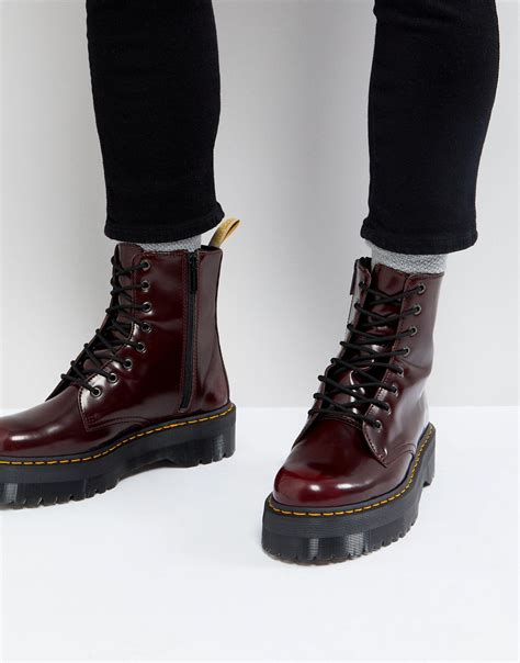 Dr Martens Vegan Jadon Ii 8 Eye Platform Boots In Red For Men Lyst