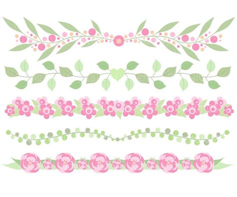 Flower border clipart Flower border clip art Digital flower | Etsy