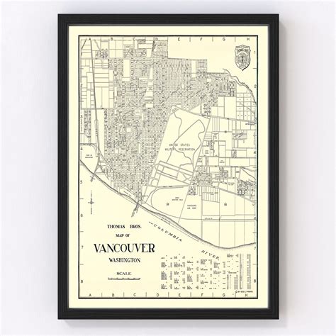 Vancouver Map 1920 Old Map Of Vancouver Washington Art Vintage Print