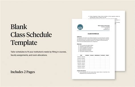 Editable Class Schedule Templates in Word to Download