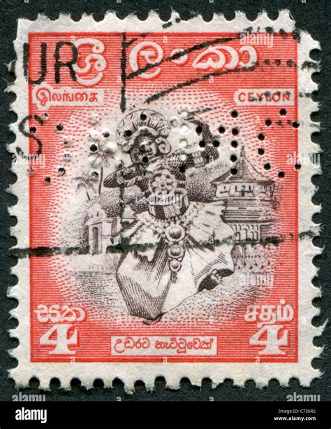 Ceylon Circa A Stamp Printed In The Ceylon Kandyan Dance