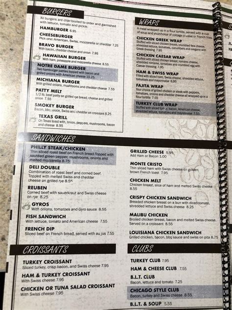 Menu At Bravo Cafe Osceola Lincolnway E