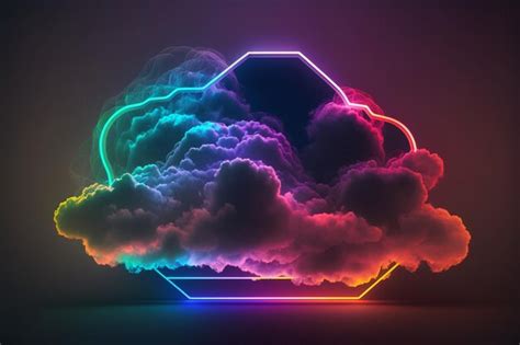 Premium AI Image | A digital art of a cloud with neon lights