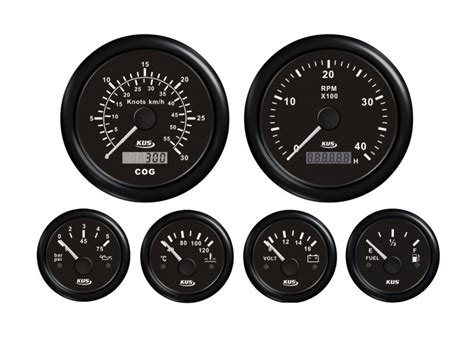 Mercruiser Marine Chrome Dashboard Gauge Panel Black White Gauges