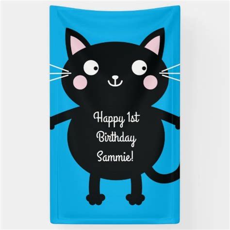 Cat Cute Kitty Colorful 1st Birthday Party Theme Banner | Zazzle | 1st ...