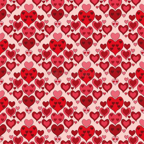 Seamless Pattern With Red Hearts Stock Vector Illustration Of Retro