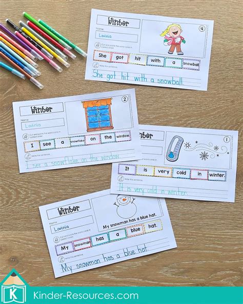 Sentence Scramble Pocket Chart Activity Winter