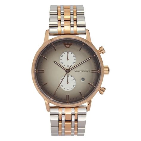 Emporio Armani Watches Emporio Armani Gents Rose Gold Silver Tone Watch