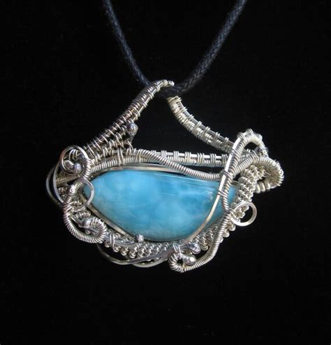 Sterling Silver Wire Wrapped Larimar Ooak Pendant