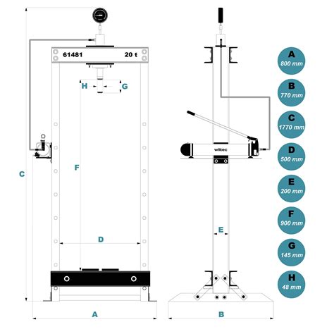 Presse hydraulique d atelier 20 tonnes avec 6 positions de réglage