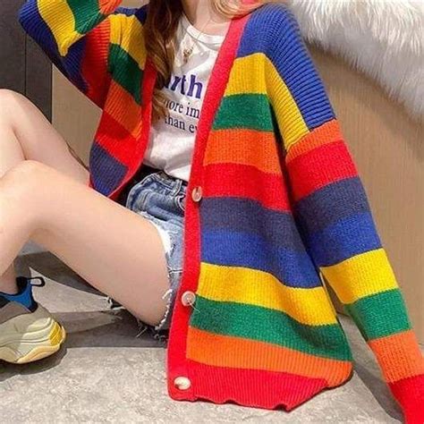 Rainbow Pastel Rainbow Sweater Coat Mm1678 Rainbow Outfit Sweater