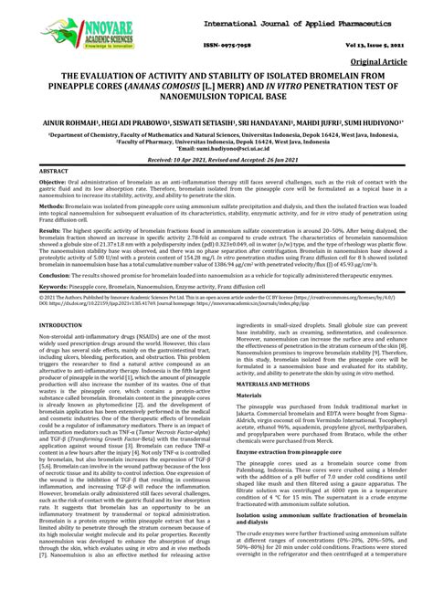 Pdf The Evaluation Of Activity And Stability Of Isolated Bromelain