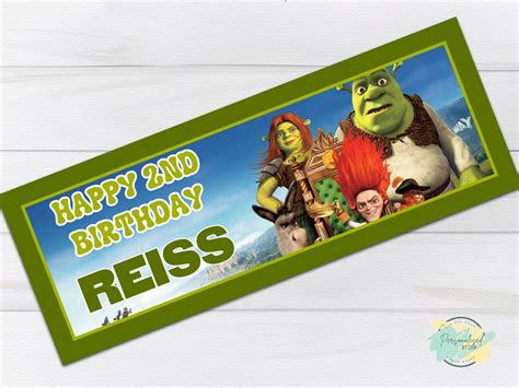 Personalised Birthday Banner Shrek Theme With Photo Boys or - Etsy