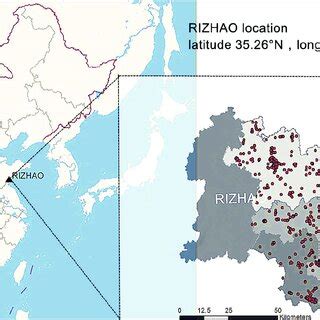 Locations of Rizhao city and Rizhao Local Meteorological Observatory ...