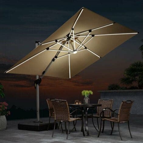 Purple Leaf Parasol De Jardin Ext Rieur X M Avec Led Parasol