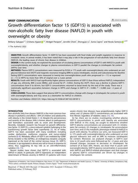 Pdf Growth Differentiation Factor Gdf Is Associated With Non