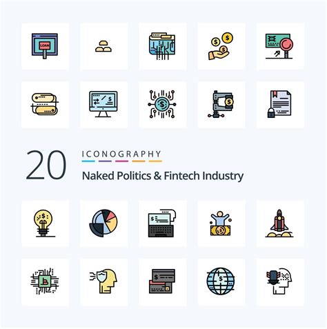 20 Naked Politics And Fintech Industry Line Filled Color Icon Pack Like