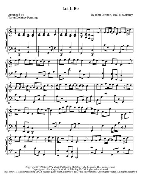 Let It Be Arr Taryn Delaney Penning By Kris Allen Sheet Music For