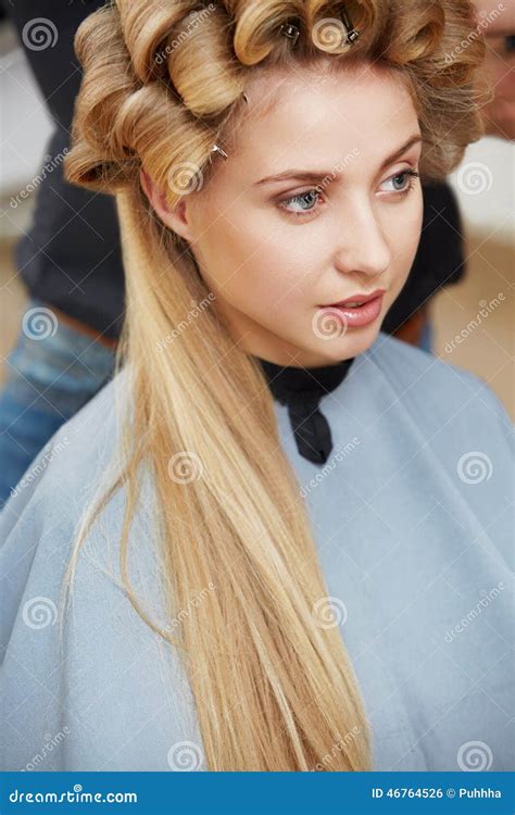 Blonde Hair Woman In Hair Salon Stock Photo Image Of Hairstyle Face