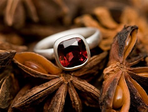 Red Garnet Cushion Cut Ring in Silver | Etsy