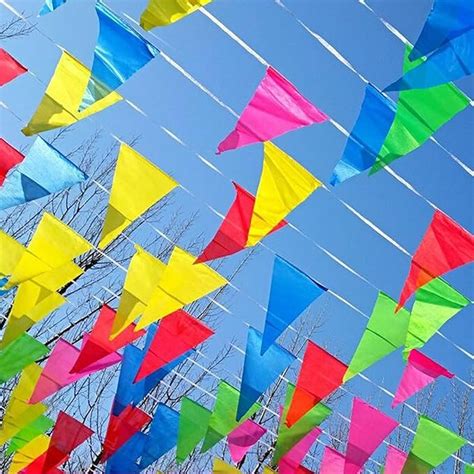 Amazon Pcs Multicolor Rainbow Pennant Banner Flags Reusable