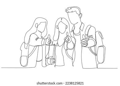 Cartoon Three Students Looking You Thumbs Stock Vector (Royalty Free) 2238125821 | Shutterstock