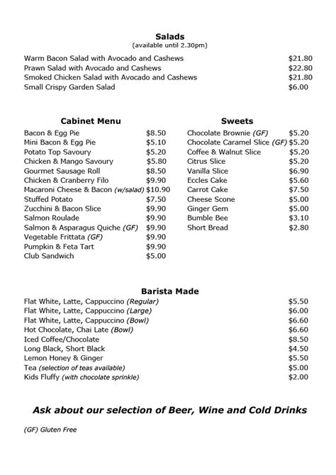 Menu Relish Cafe And Catering