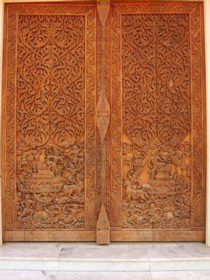 Thai Teak Wood Carved Door Carved Doors Wood Carving Unique Doors