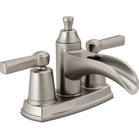 Delta Davis 2 Handle Centerset Bathroom Sink Faucet In Spotshield