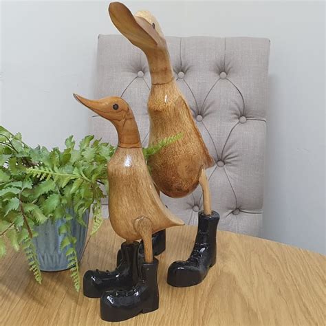 Handmade Bamboo Duck With Black Hobnail Boot