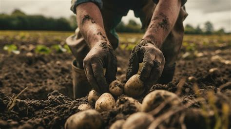 Premium Photo A Farmer Is Holding Potatoes In His Hands