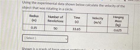 Solved Using The Experimental Data Shown Below Calculate The Chegg