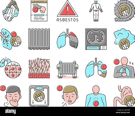 Asbestos Material And Problem Icons Set Vector Stock Vector Image And Art