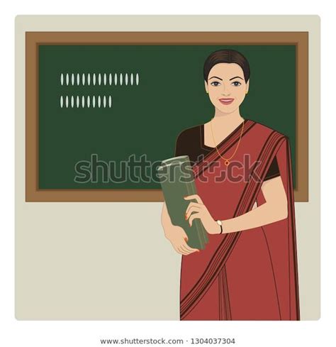 Vector Illustration Indian Lady Teacher Stock Vector (Royalty Free ...