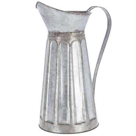 Farmhouse Tall Galvanized Metal Pitcher Arched Design Carafes And Pitchers