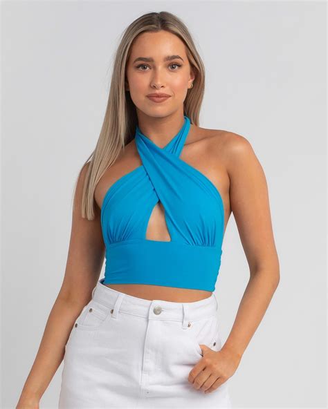 Shop Ava And Ever Hastings Halter Top In Aqua Fast Shipping And Easy