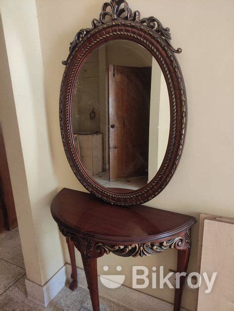 Half Moon Console Table With Oval Shaped Mirror For Sale In Mogbazar