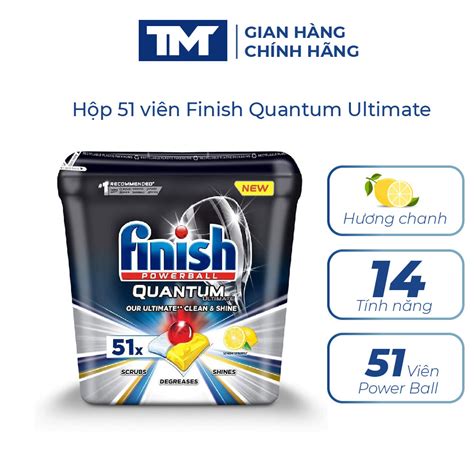 Viên rửa chén bát Finish Cao cấp Quantum Ultimate 51 viên hương chanh