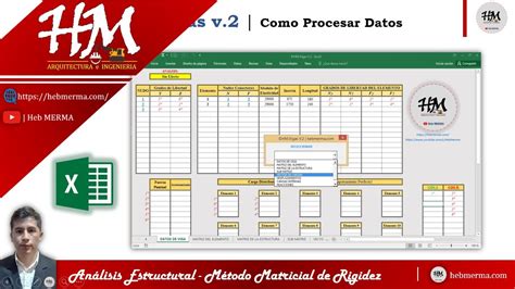 Como Procesar Datos A Excel ©hmvigas Para Analisis De Viga Por Metodo Matricial Hebmerma