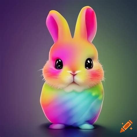 Adorable Bunny With Rainbow Colors On Craiyon