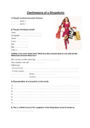 Confessions Of A Shopaholic Worksheet