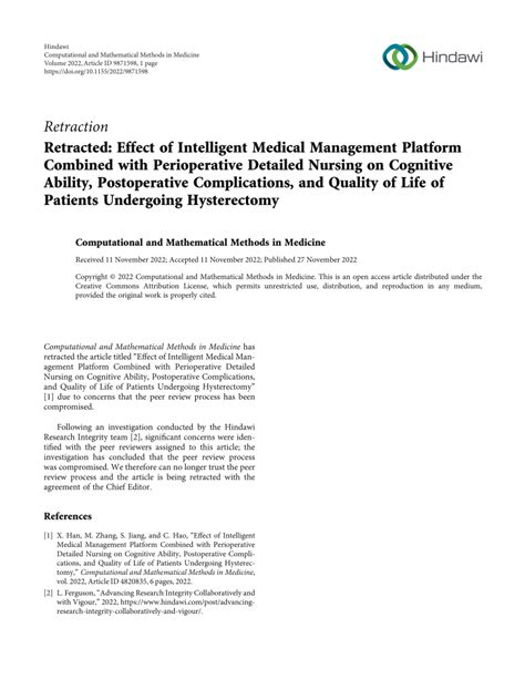 PDF Retracted Effect Of Intelligent Medical Management Platform