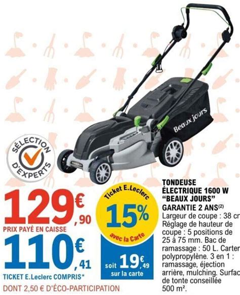 Promo Tondeuse Lectrique W Beaux Jours Chez E Leclerc