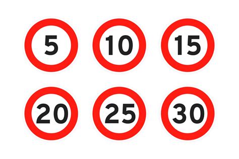 Speed Limit Round Road Traffic Icon Sign Flat Style