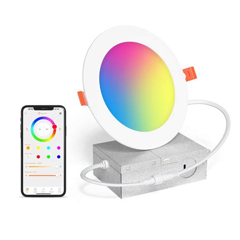 SikSog Black Smart Recessed Lighting 6 Inch RGBCW Color Changing 16W