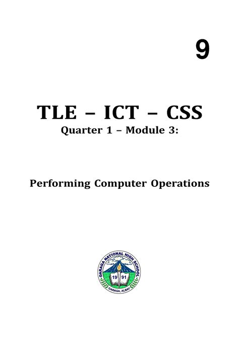 Grade Performing Computer Operations Tle Ict Css Quarter