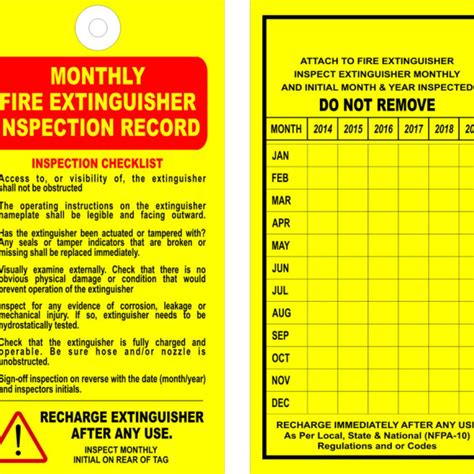 Safety Tag – Dubai – Monthly Fire Extinguisher Inspection Record Tag ...