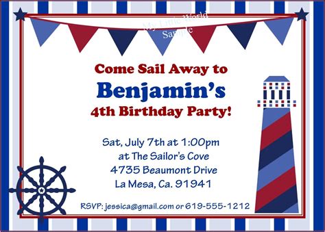 Free Nautical Birthday Invitation Templates Template Resume