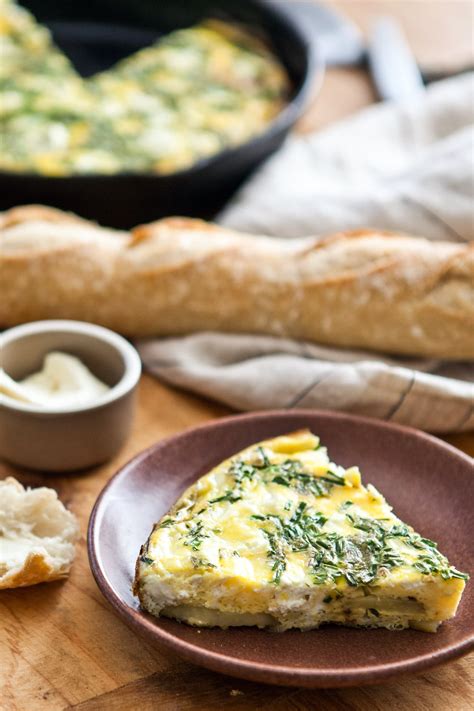 Recipe Fresh Herb Potato And Goat Cheese Frittata Kitchn